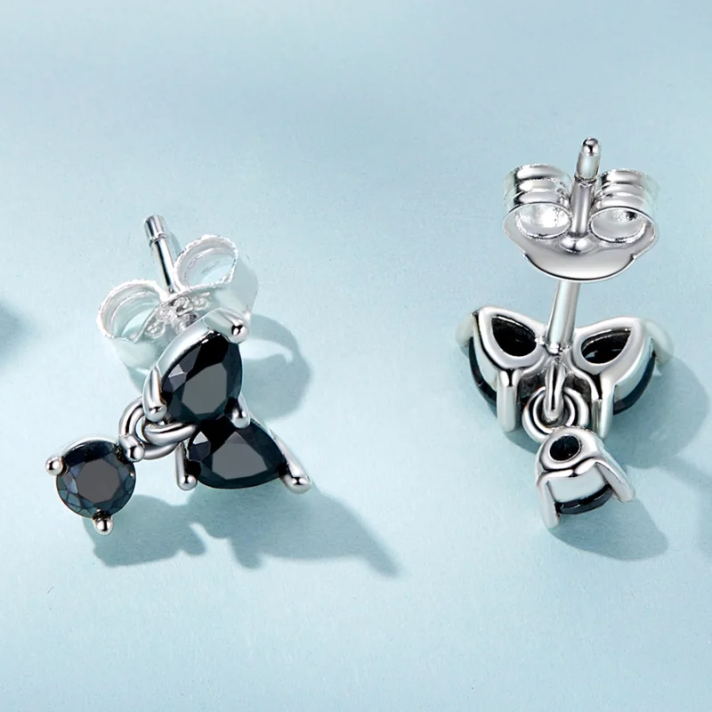 (image for) Pandora Style Black Zircon Stud Earrings - SCE1507 - View 3