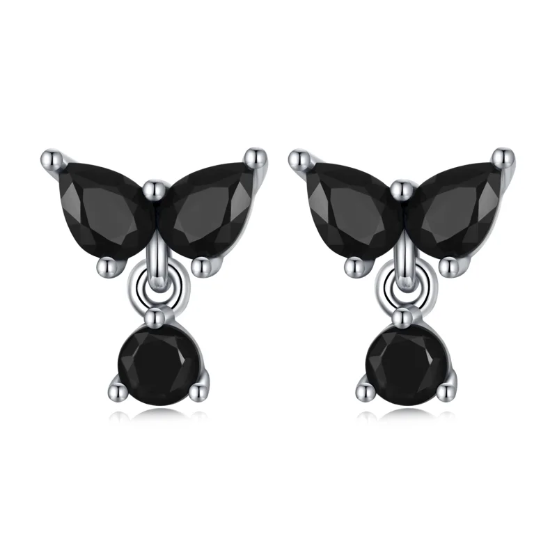 (image for) Pandora Style Black Zircon Stud Earrings - SCE1507 - Product Image