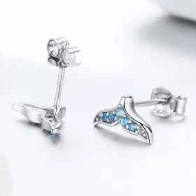Pandora Style Blue Fishtail Stud Earrings - BSE058 Pandora Style Blue Fishtail Stud Earrings - BSE058