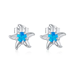 (image for) Pandora Style Blue Starfish Stud Earrings - SCE886