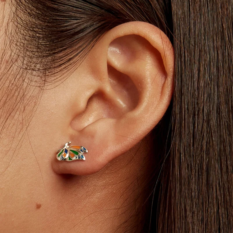 (image for) Pandora Style Brilliant Butterfly Stud Earrings - SCE1359 - View 6