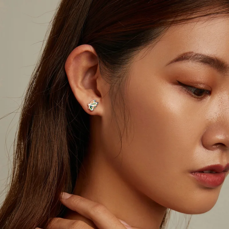 (image for) Pandora Style Brilliant Butterfly Stud Earrings - SCE1359 - View 7