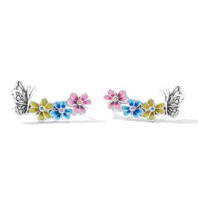 Pandora Style Butterfly Flower Stud Earrings - SCE1393 Pandora Style Butterfly Flower Stud Earrings - SCE1393