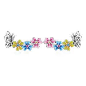 Pandora Style Butterfly Flower Stud Earrings - SCE1393 Pandora Style Butterfly Flower Stud Earrings - SCE1393