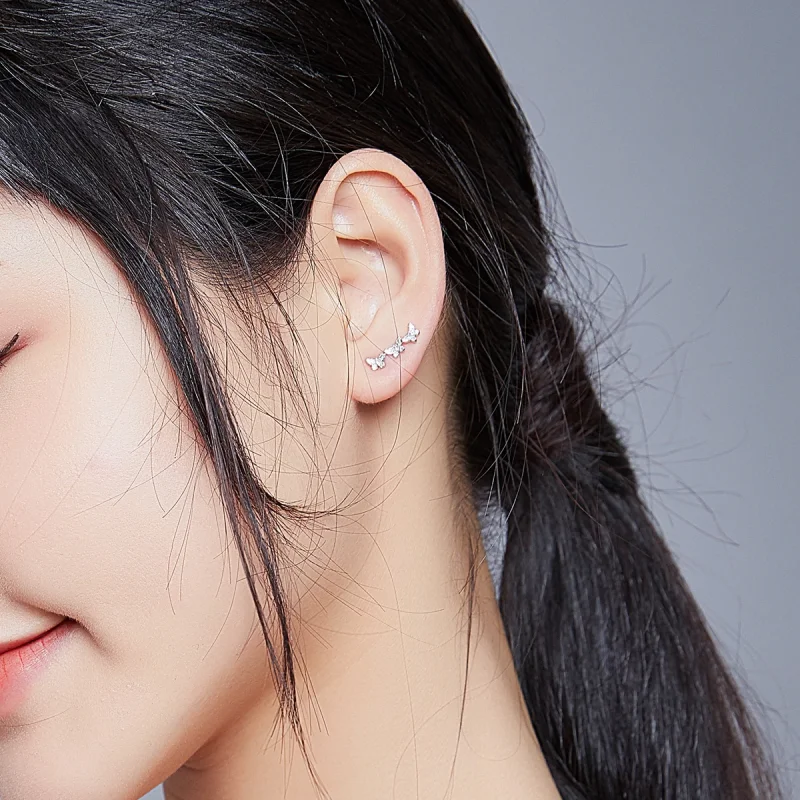 (image for) Pandora Style Butterfly Fly Stud Earrings - BSE377 - View 6