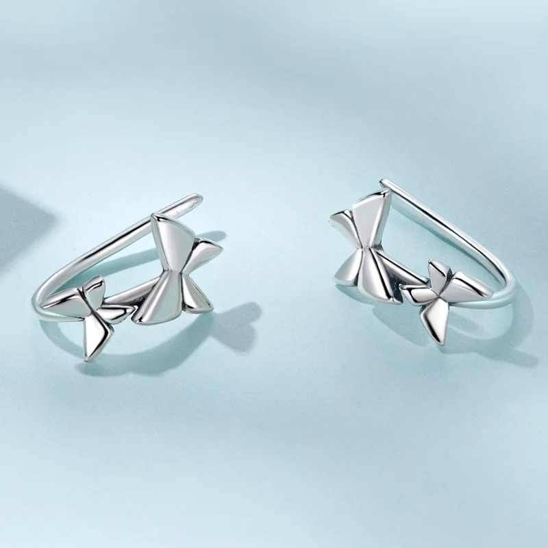 (image for) Pandora Style Butterfly Stud Earrings - SCE1501 - View 3