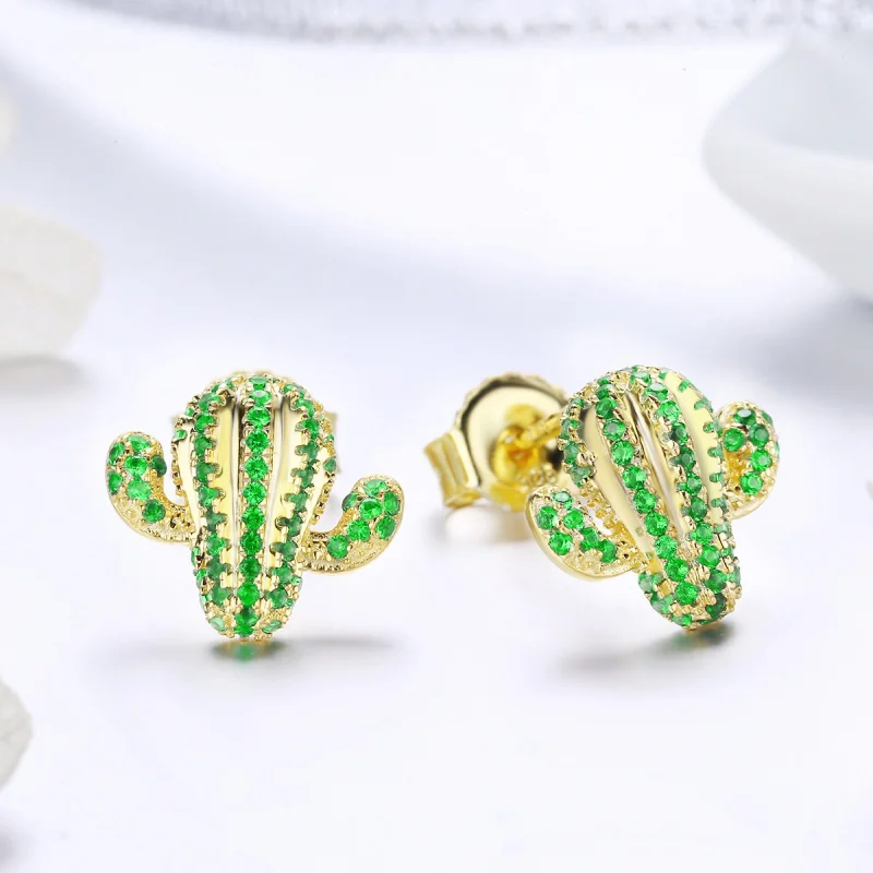 (image for) Pandora Style Cactus Stud Earrings - BSE013 - View 3