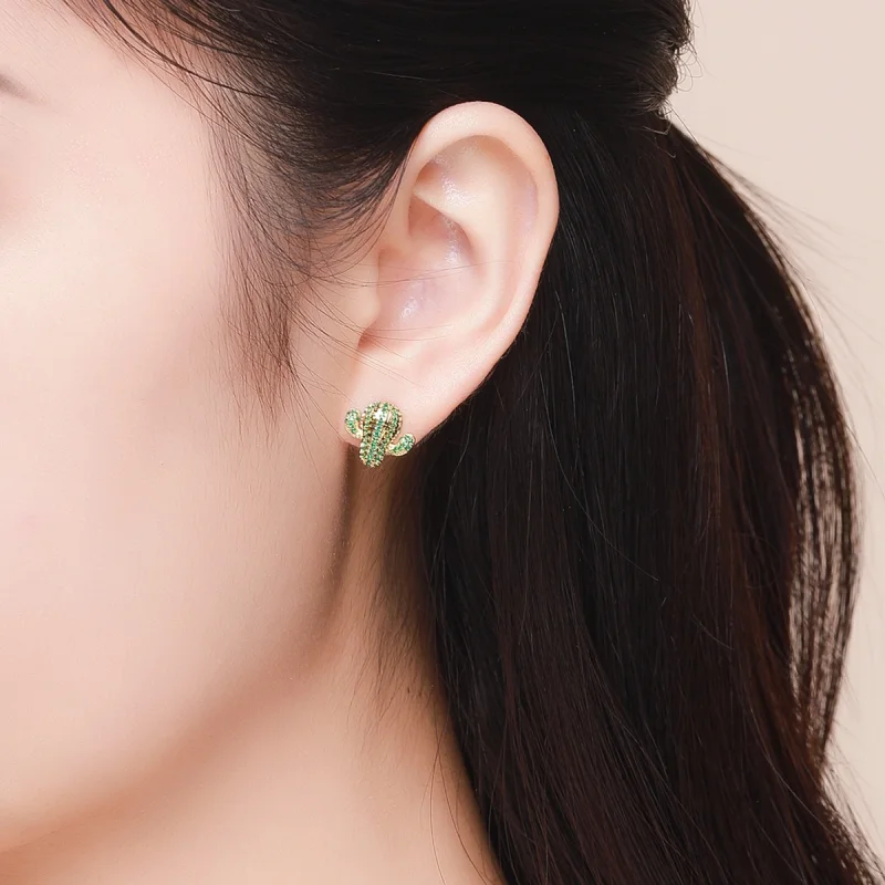 (image for) Pandora Style Cactus Stud Earrings - BSE013 - View 5