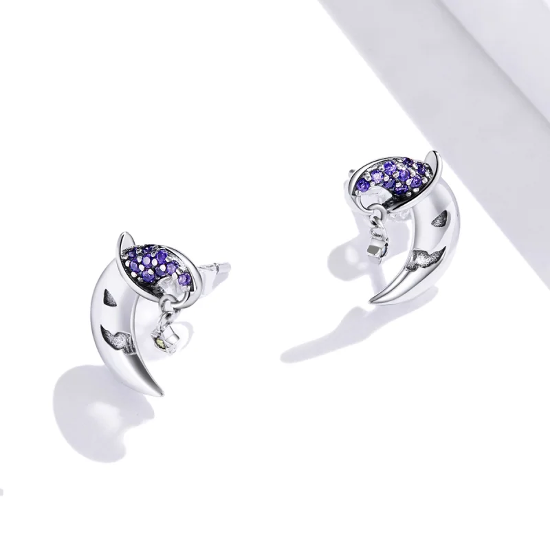 (image for) Pandora Style Cartoon Moon Stud Earrings - SCE954 - View 4