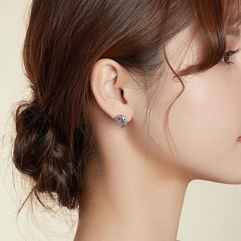 (image for) Pandora Style Cartoon Moon Stud Earrings - SCE954 - View 7