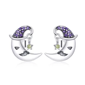 Pandora Style Cartoon Moon Stud Earrings - SCE954 Pandora Style Cartoon Moon Stud Earrings - SCE954