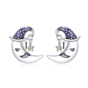 (image for) Pandora Style Cartoon Moon Stud Earrings - SCE954