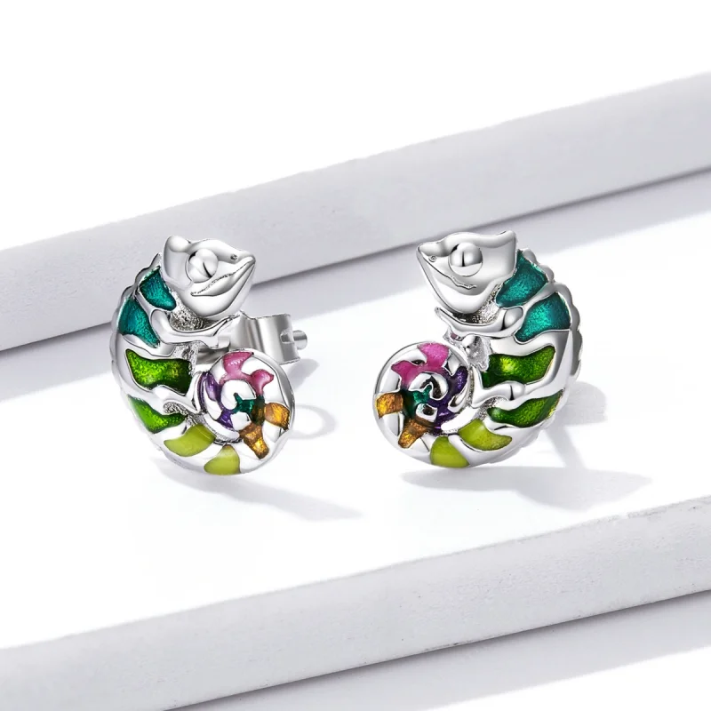 (image for) Pandora Style Chameleon Stud Earrings - BSE587 - View 2
