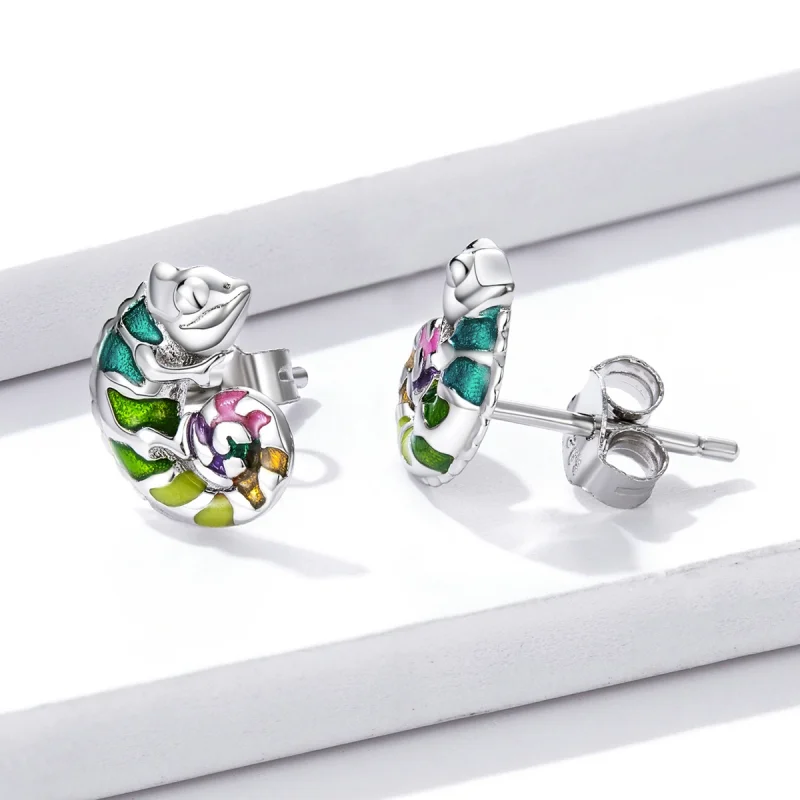 (image for) Pandora Style Chameleon Stud Earrings - BSE587 - View 3