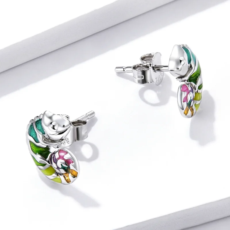 (image for) Pandora Style Chameleon Stud Earrings - BSE587 - View 4