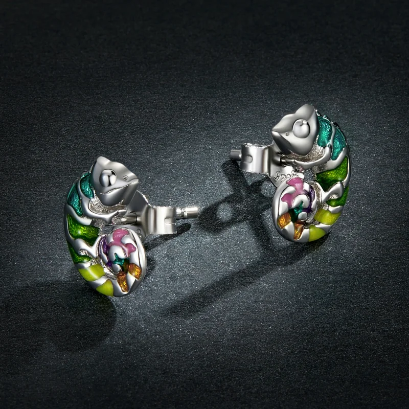 (image for) Pandora Style Chameleon Stud Earrings - BSE587 - View 5