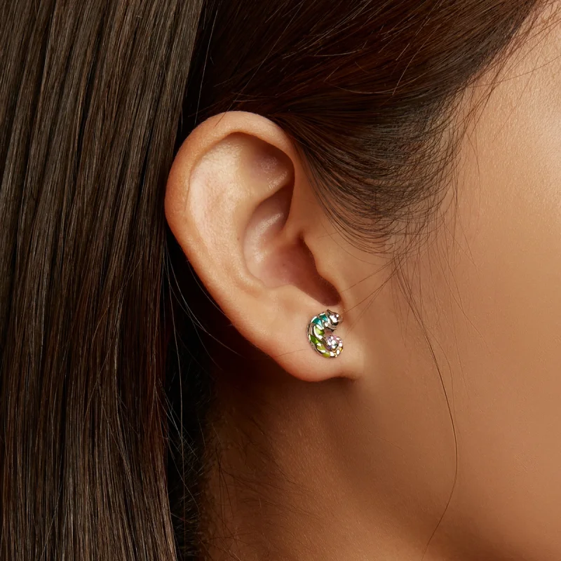 (image for) Pandora Style Chameleon Stud Earrings - BSE587 - View 6