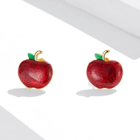 Pandora Style Christmas Apples Stud Earrings - SCE1314