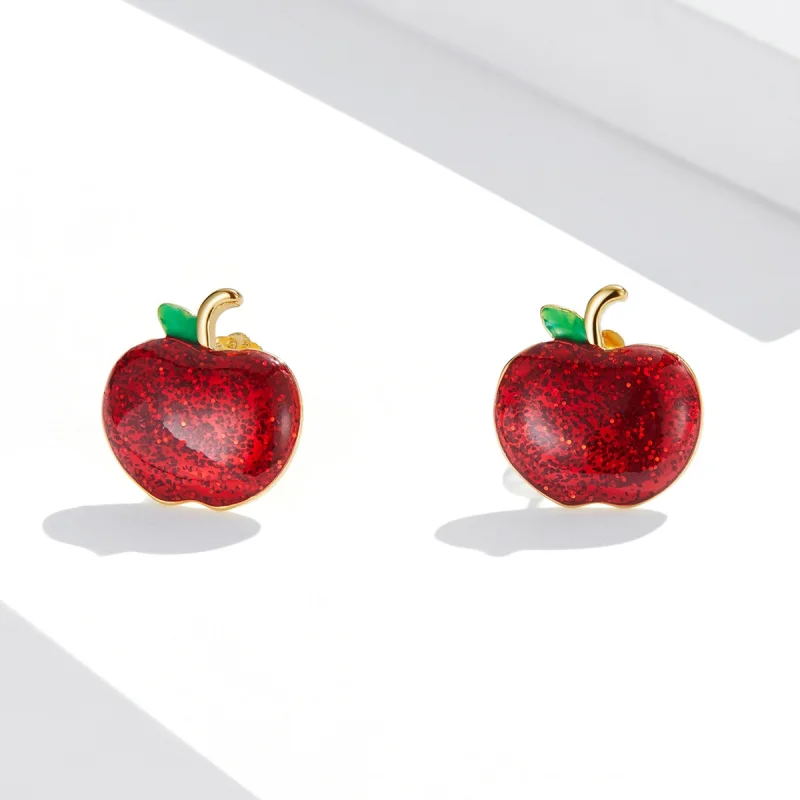 (image for) Pandora Style Christmas Apples Stud Earrings - SCE1314 - View 2