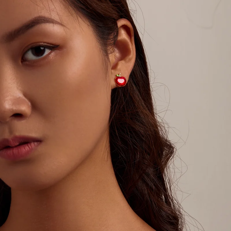 (image for) Pandora Style Christmas Apples Stud Earrings - SCE1314 - View 5