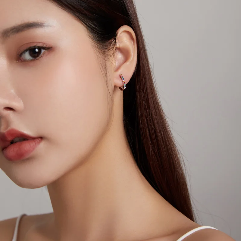 (image for) Pandora Style Christmas Cane Stud Earrings - SCE1167-A - View 4