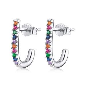 (image for) Pandora Style Christmas Cane Stud Earrings - SCE1167-A