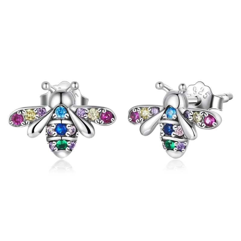(image for) Pandora Style Colorful Bee Stud Earrings - BSE559 - Product Image