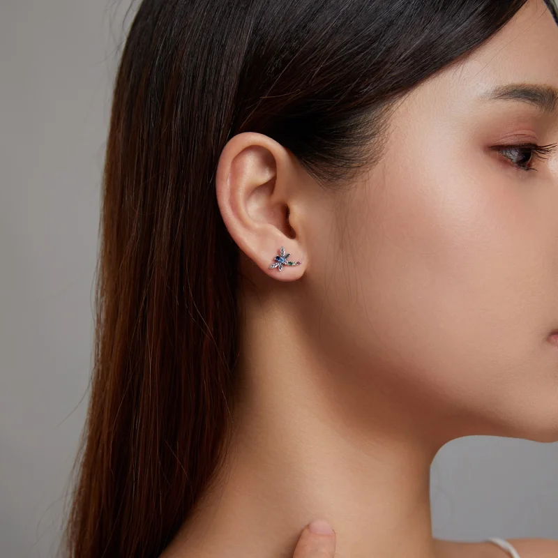 (image for) Pandora Style Colorful Dragonfly Stud Earrings - BSE515 - View 9