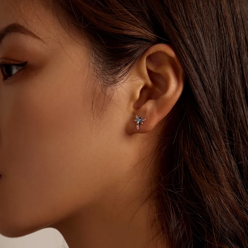 (image for) Pandora Style Colorful Dragonfly Stud Earrings - BSE515 - View 11