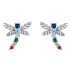 Pandora Style Colorful Dragonfly Stud Earrings - BSE515