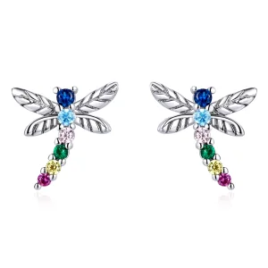 (image for) Pandora Style Colorful Dragonfly Stud Earrings - BSE515