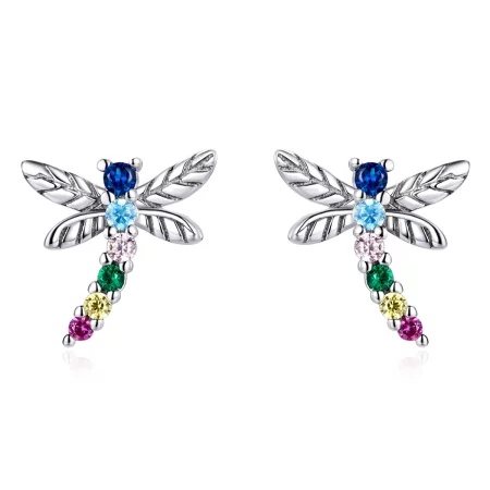 Pandora Style Colorful Dragonfly Stud Earrings - BSE515