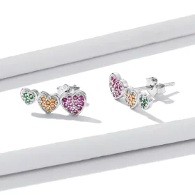 Pandora Style Colorful Hearts Stud Earrings - BSE588 Pandora Style Colorful Hearts Stud Earrings - BSE588