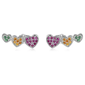 (image for) Pandora Style Colorful Hearts Stud Earrings - BSE588