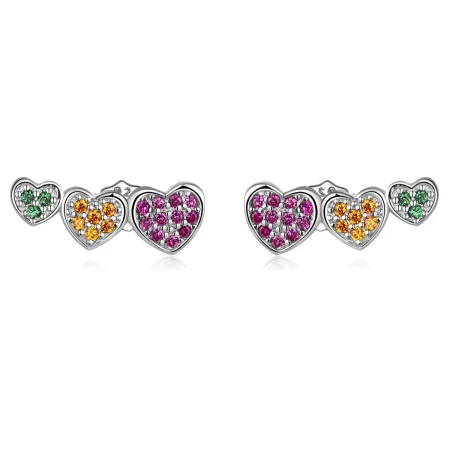 Pandora Style Colorful Hearts Stud Earrings - BSE588