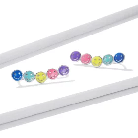 Pandora Style Colorful Smiley Face Stud Earrings - BSE553 Pandora Style Colorful Smiley Face Stud Earrings - BSE553