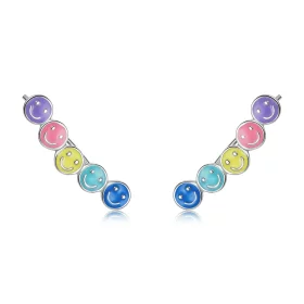 Pandora Style Colorful Smiley Face Stud Earrings - BSE553