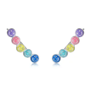 (image for) Pandora Style Colorful Smiley Face Stud Earrings - BSE553
