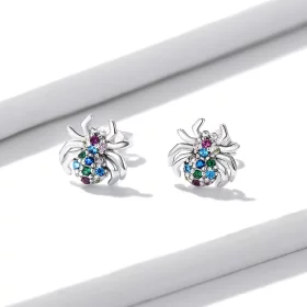 Pandora Style Colorful Spider Stud Earrings - BSE561