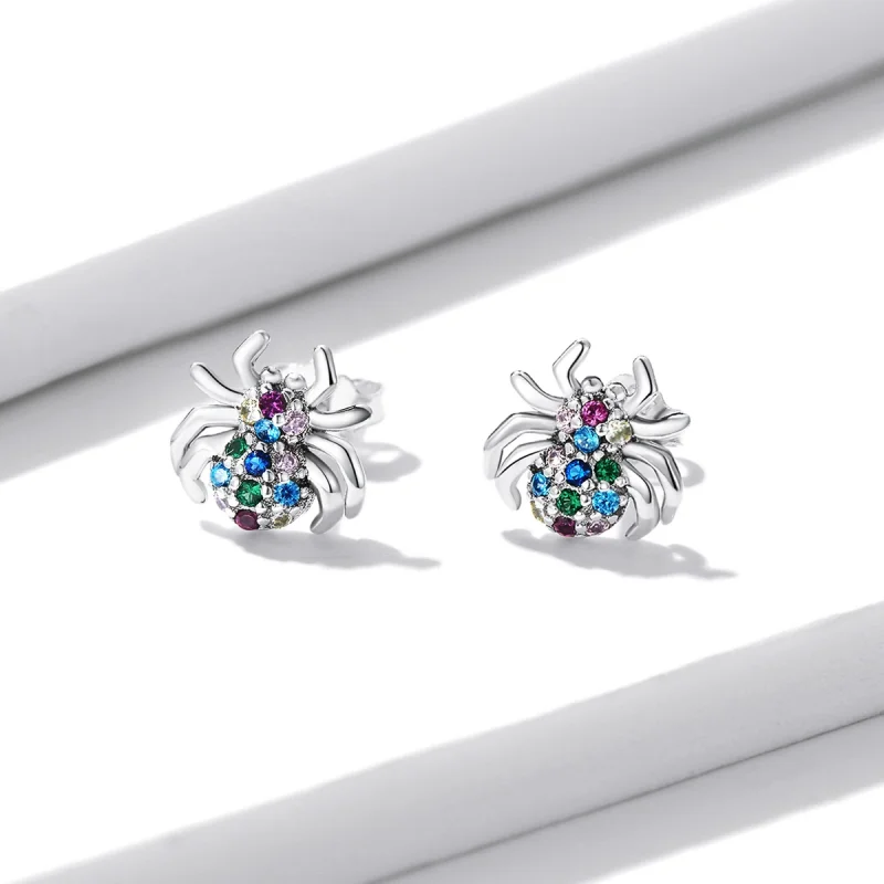 (image for) Pandora Style Colorful Spider Stud Earrings - BSE561 - View 2