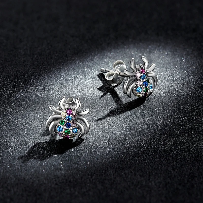 (image for) Pandora Style Colorful Spider Stud Earrings - BSE561 - View 5
