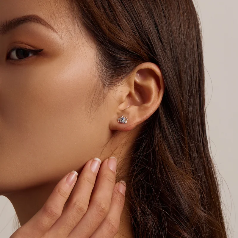 (image for) Pandora Style Colorful Spider Stud Earrings - BSE561 - View 7