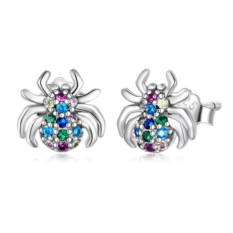 (image for) Pandora Style Colorful Spider Stud Earrings - BSE561 - Product Image