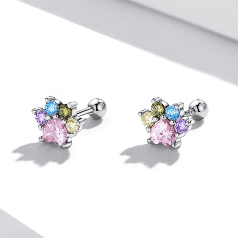 (image for) Pandora Style Colorful Zirconium Cute Claws Stud Earrings - SCE1334 - View 2