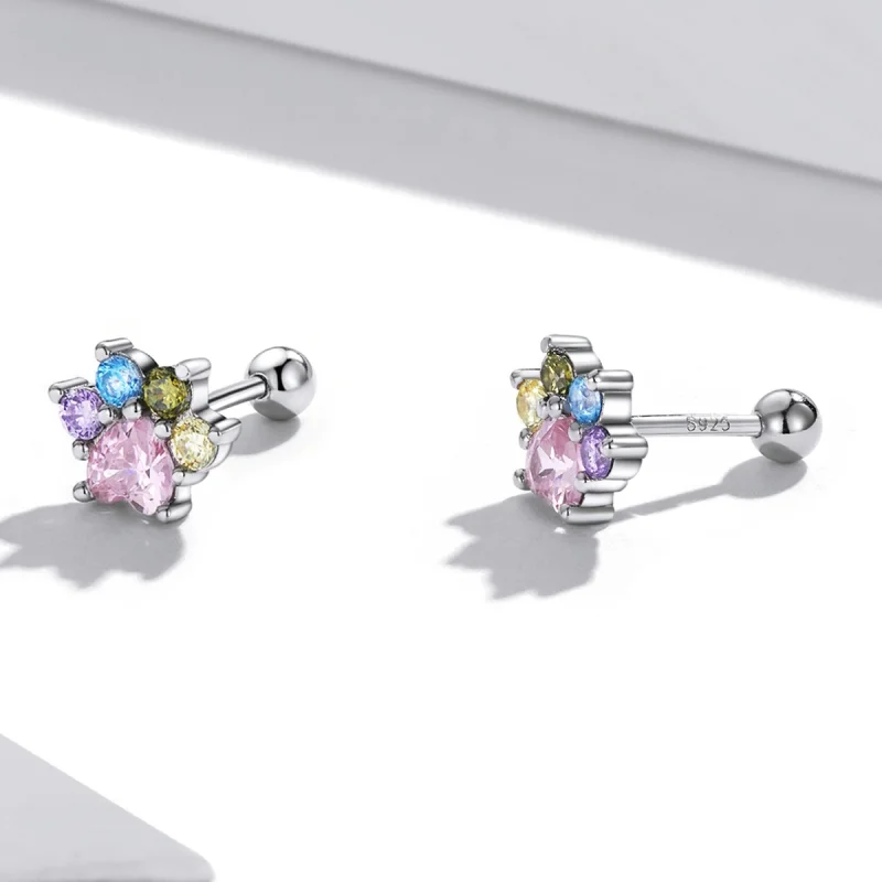 (image for) Pandora Style Colorful Zirconium Cute Claws Stud Earrings - SCE1334 - View 3