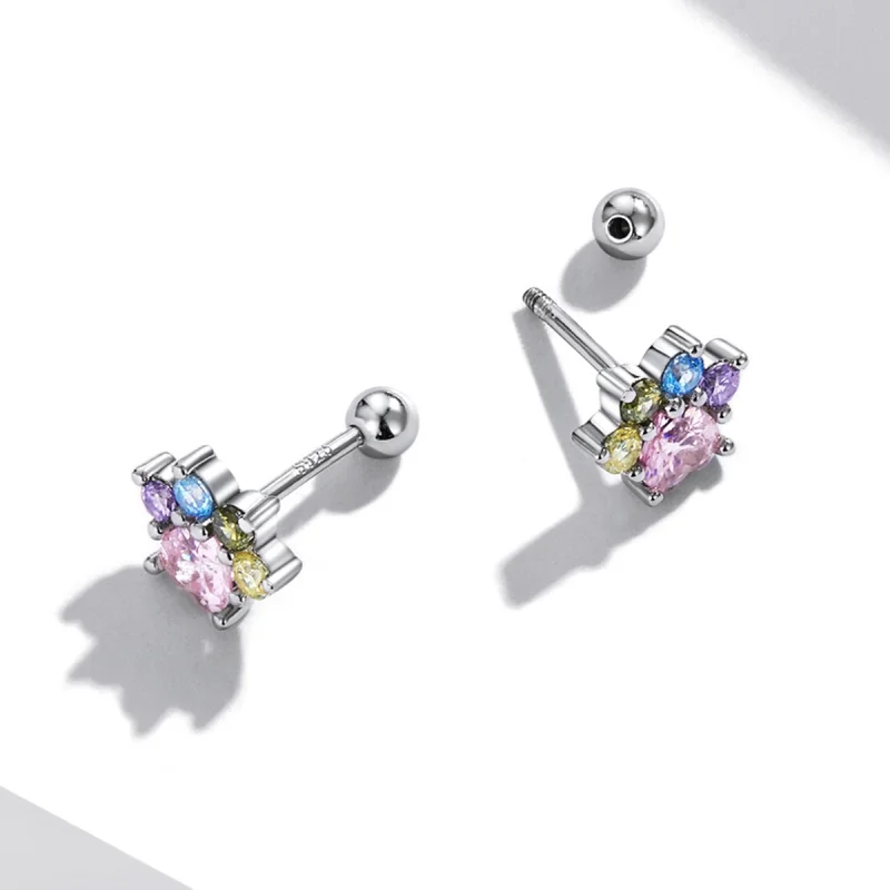 (image for) Pandora Style Colorful Zirconium Cute Claws Stud Earrings - SCE1334 - View 4