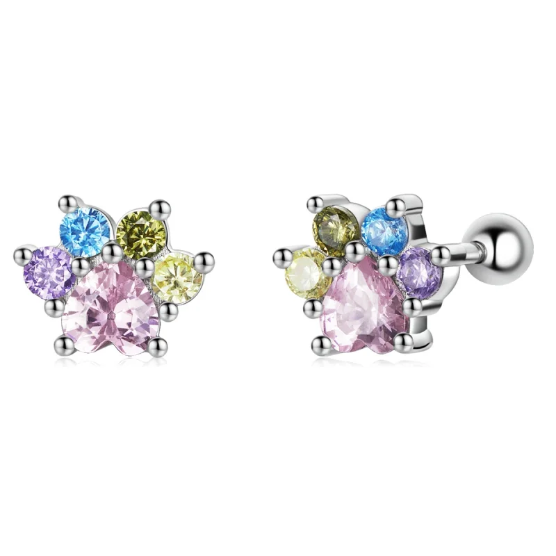 (image for) Pandora Style Colorful Zirconium Cute Claws Stud Earrings - SCE1334 - Product Image