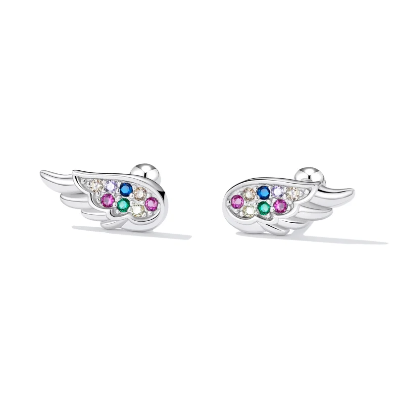 (image for) Pandora Style Colorful Zirconium Wings Stud Earrings - SCE1397 - View 2