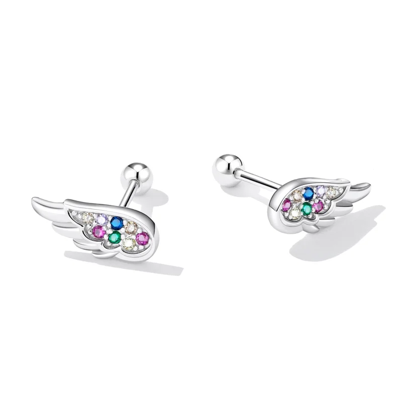 (image for) Pandora Style Colorful Zirconium Wings Stud Earrings - SCE1397 - View 3
