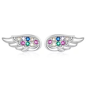 Pandora Style Colorful Zirconium Wings Stud Earrings - SCE1397